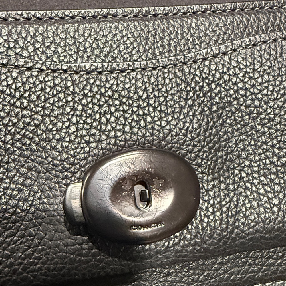 Coach Black Pebbled Leather Wristlet - Picture 11 of 13